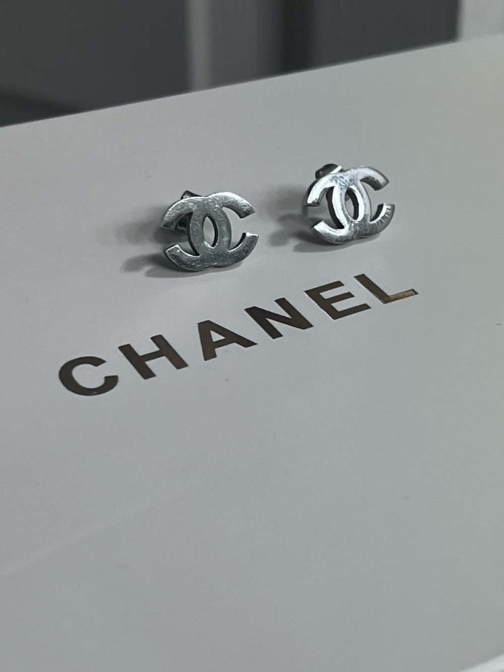 Inspired silver iconic Logo Stud Earrings